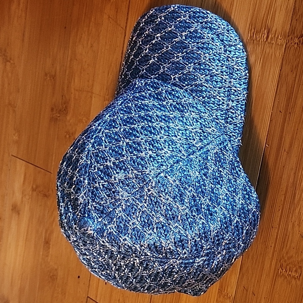 Lele Sadoughi Blue RAFFIA BASEBALL Hat NEVER WORN - Picture 4 of 8